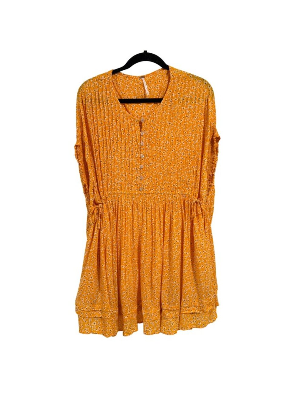 Free People One Fine Day Marigold Yellow Floral Mini Dress Size XS